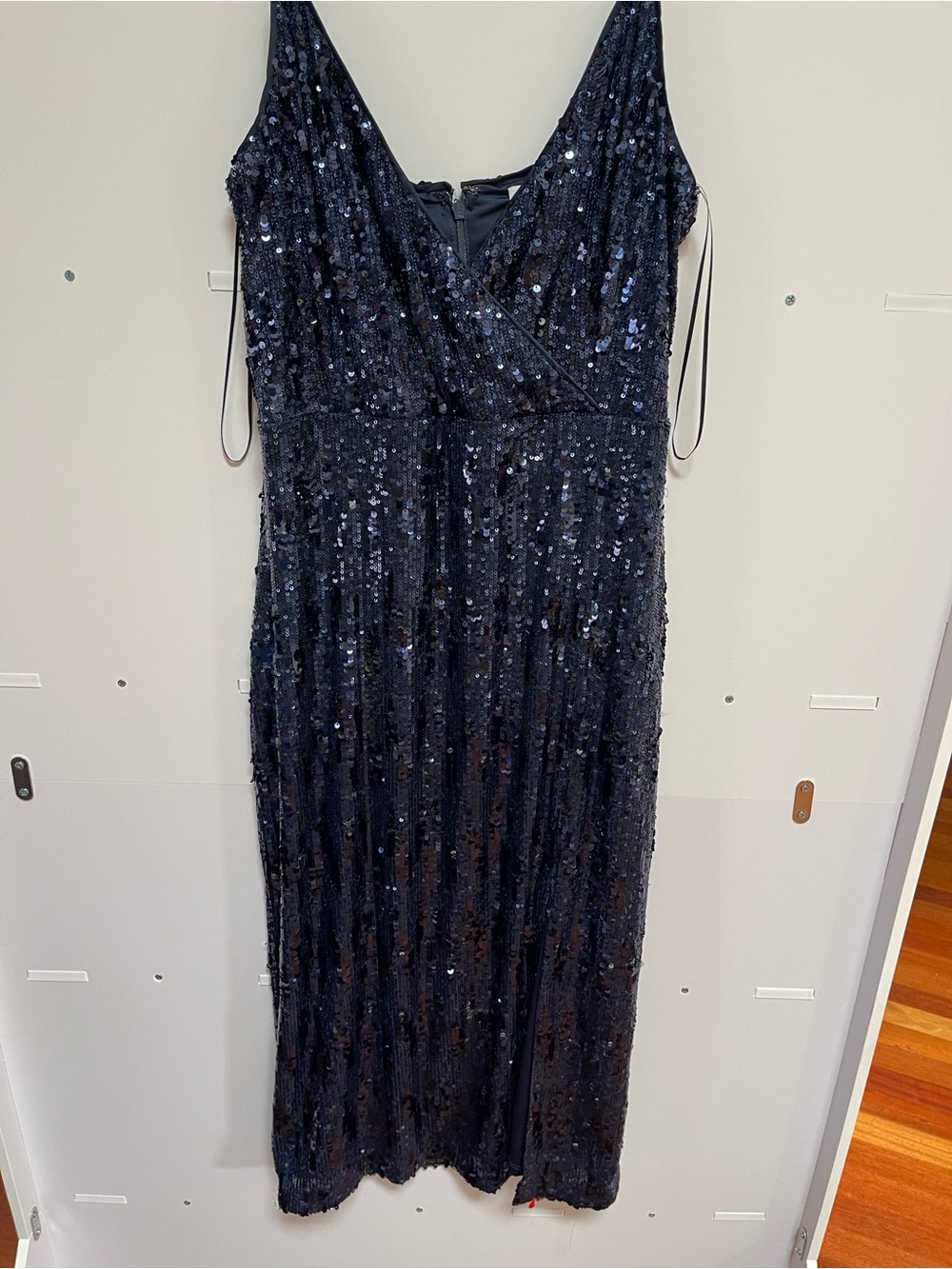 Ramy Brook Navy Full-Sequin V-Neck Maxi Dress